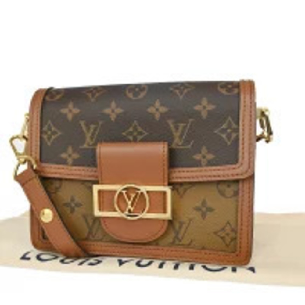 Louis Vuitton LV Dauphine Shoulder Bag Monogram Reverse Leather Brown